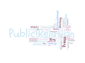 Public Relation word cloud shaped as a arrow