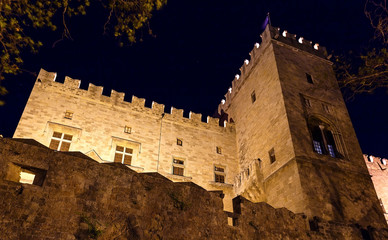 view of the castle masters, the main   Rhodes the night summer