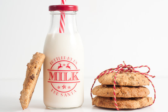 Cookies and bottle of milk for Santa