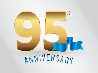 95 Years Anniversary Gold Logo and Blue Ribbon