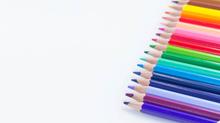 pencils color on white background, with copy space