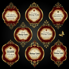 Luxury ornamental gold-framed labels