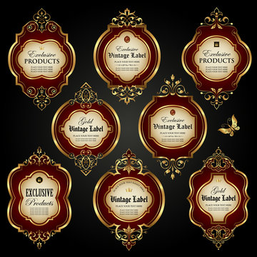 Luxury ornamental gold-framed labels