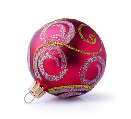 Red Christmas ball with ornament