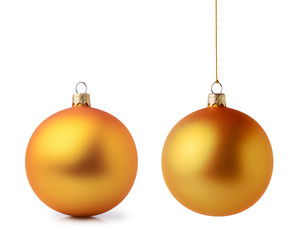 Two golden Christmas balls