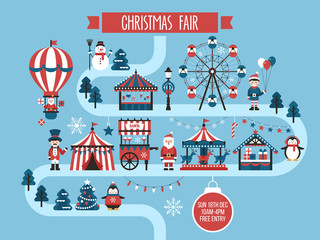 Christmas market and holiday fair poster design