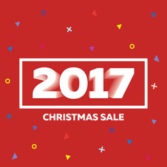 Christmas sale 2017 cover. inscription in 3D. 3d text. Template ads, advertisements, banners, cards. Vector illustration. Red background. 3d numbers