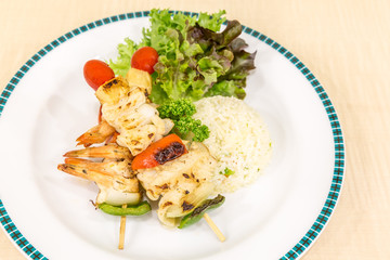 grilled seafood skewer