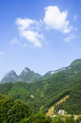 Fototapeta na wymiar The mountains scenery with blue sky