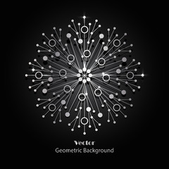 Silver snowflake made of connected lines and dots