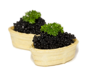 tartlets with black caviar
