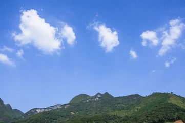 The mountains scenery with blue sky