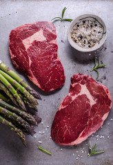 Raw beef ribeye steak