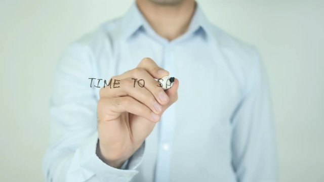 Time To Save Money, Man Writing on Screen