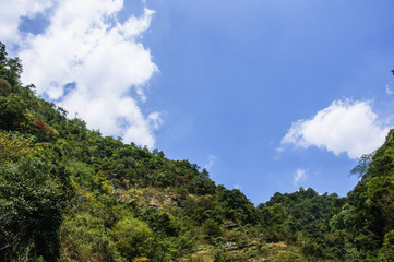 The mountains scenery with blue sky