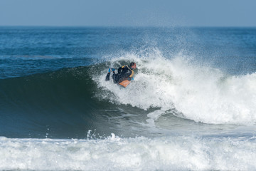 Bodyboarder in action