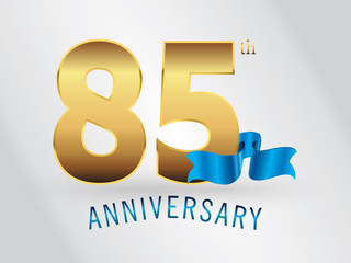 85 Years Anniversary Gold Logo and Blue Ribbon