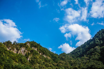 The mountains scenery with blue sky