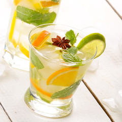 Lime and Orange Fruit Water with ice
