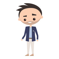 Handsome man wearing fashionable elegant suit, Flat editable cartoon vector illustration