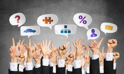 Set of hand gestures and icons