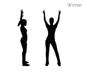 woman in Winner pose