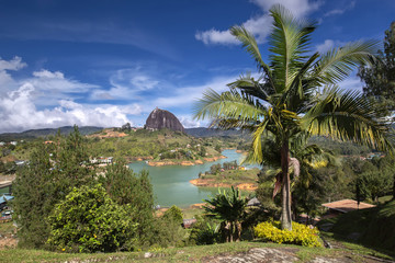 Fototapeta na wymiar The Rock El Penol near the town of Guatape, Antioquia in Colombia