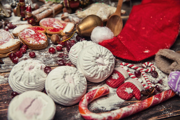 Christmas or New Year dark wooden background, Xmas brown board f