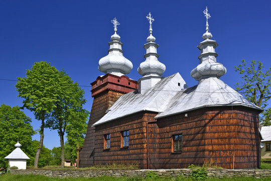 ncient greek catholic wooden  church in Bogusza near Grybow