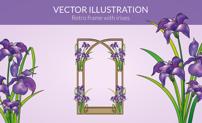 Retro frame with irises - Vector Illustration  - obrazy, fototapety, plakaty