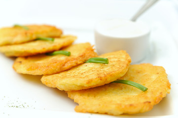 Ukrainian national dish. Potato pancakes.