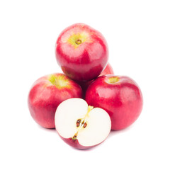 Heap of raw red apples, isolated