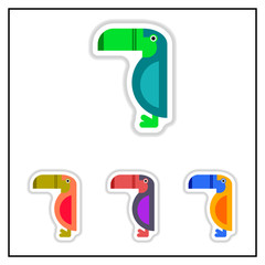 Collection of Vector illustration in paper sticker style Kakadu bird