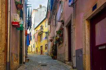 Fototapeta na wymiar Typical traditional portuguese street in Lisbon, Portugal