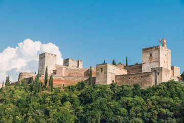 Fototapeta na wymiar Ancient arabic fortress of Alhambra, Granada, Spain.