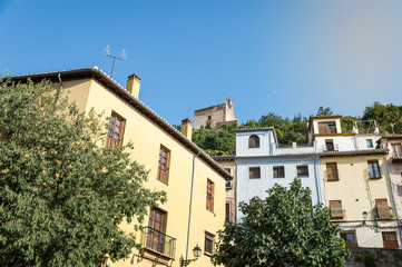 Granada - The Alhambra palace and fortness complex in evening light...