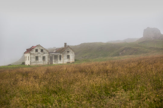 Beautiful abadoned house in the fog