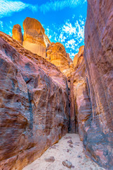 Tapering cleft in the rock. Dead end