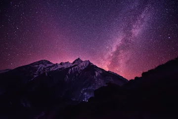 Crédence en verre imprimé Manaslu Ciel étoilé riche dans les montagnes du Népal