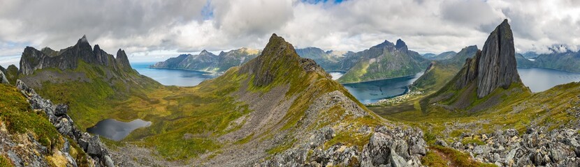 Fototapeta premium Panorama over Fjordgard, Senja, Norway
