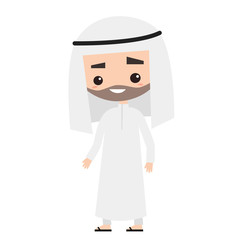 Smiling arabic man wearing national costume / editable vector illustration, clip art