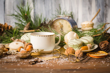 Christmas A Cup of Coffee with Macaroons