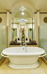 Amazing white Freestanding bath tub. Close up