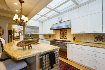 Luxurious kitchen room interior with antique details