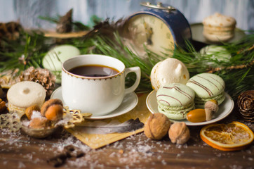 Christmas A Cup of Coffee with Macaroons
