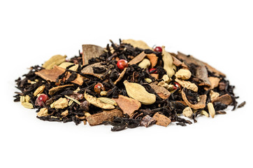 dry mix black tea leaves isolated