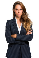 Beautiful businesswoman portrait isolated on white