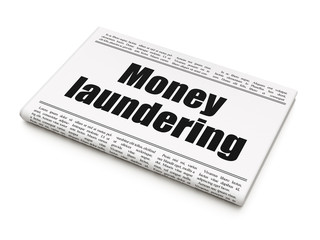 Money concept: newspaper headline Money Laundering