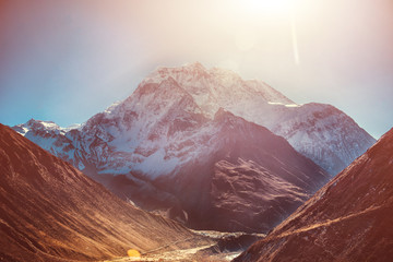 Top High Mountains Covered Snow