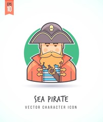 Pirate illustration People lifestyle and occupation Colorful and stylish flat vector character icon